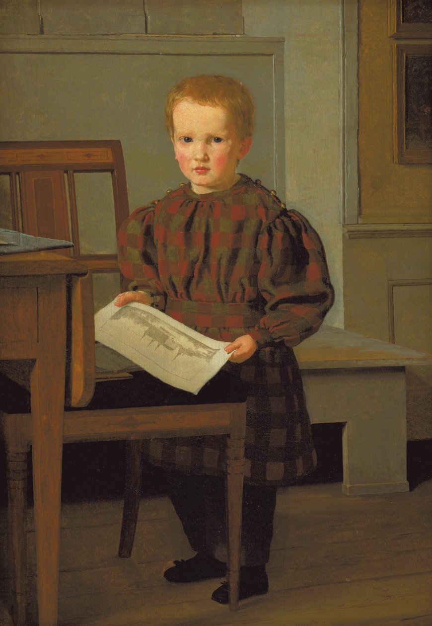 Eckersberg’s Son, Julius, in his Father’s Studio in Charlottenborg by Christen Schjellerup Kobke