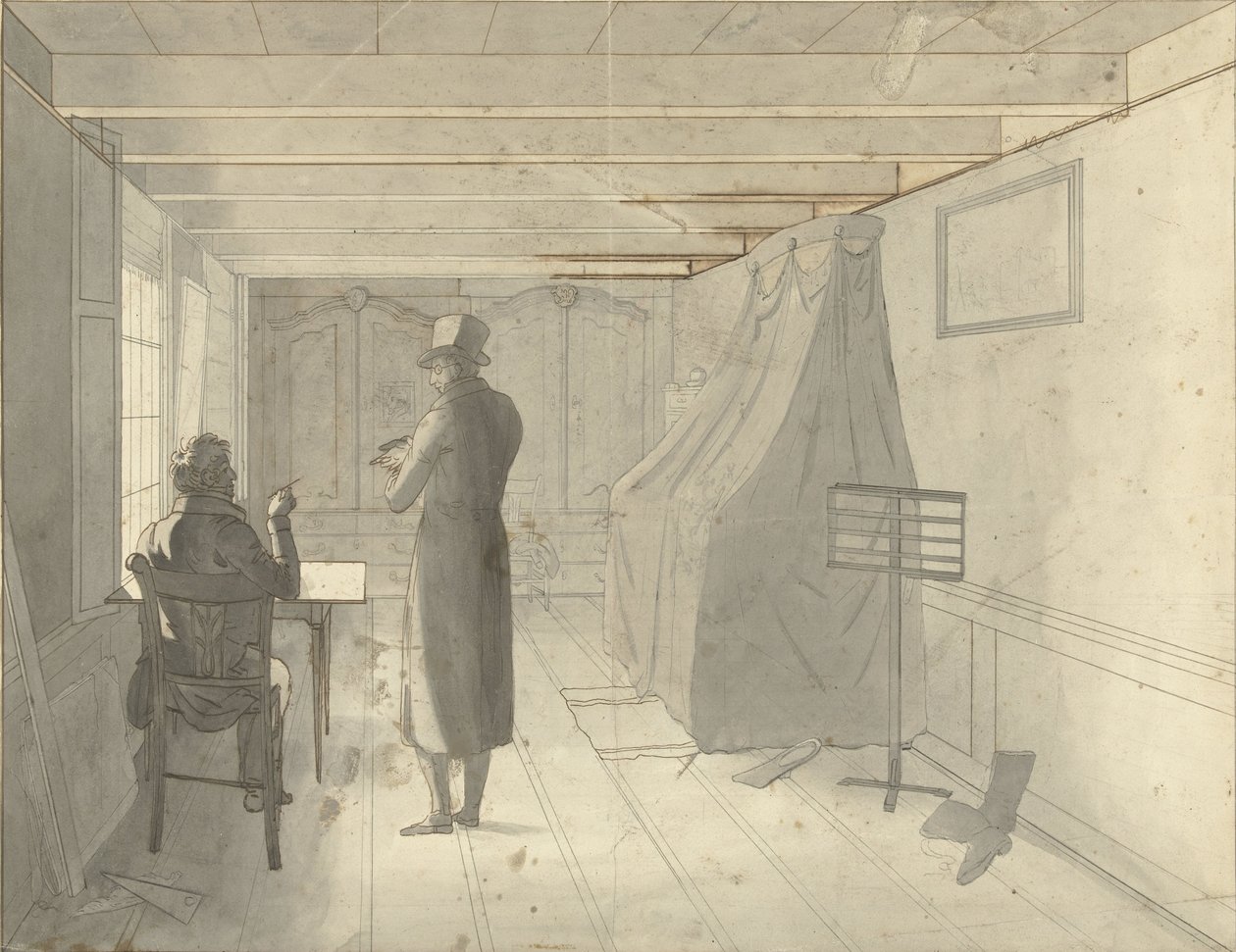 Interior with Two Men Including a Draftsman by Christiaan Andriessen