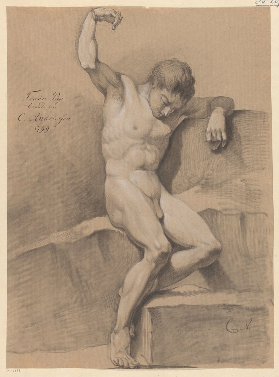 Seated Male Nude, Front View (2nd Prize 1799) by Christiaan Andriessen