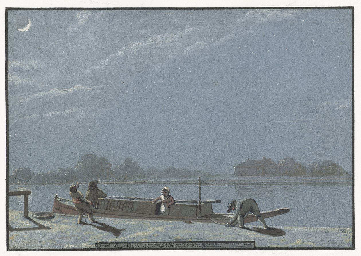 Arrival of the Weesper Boat at the Buiten Amstel (diary, November 19) by Christiaan Andriessen