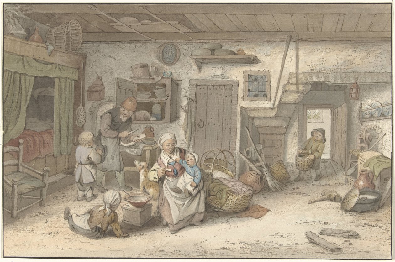 Interior with Peasant Family by Christiaan Josi