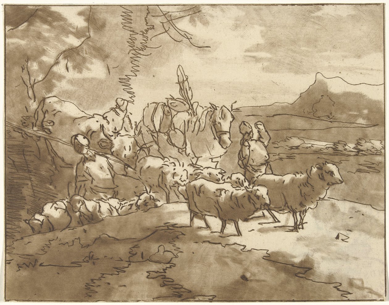 Landscape with Shepherds and Cattle by Christiaan Josi