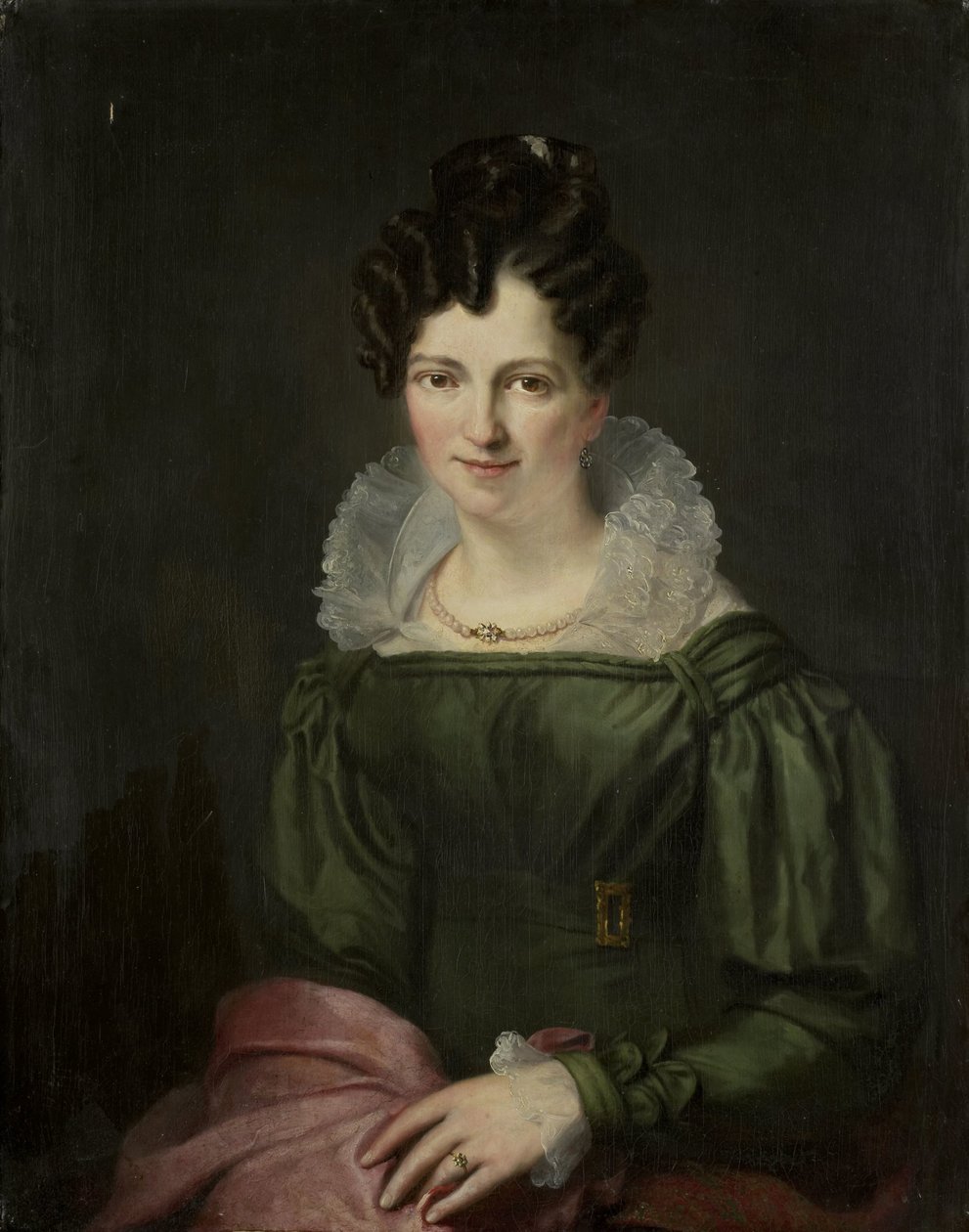 Portrait of Maria Christina Nijssen, Wife of Anthonie van der Hout by Christiaan Julius Lodewijk Portman (signed by artist)