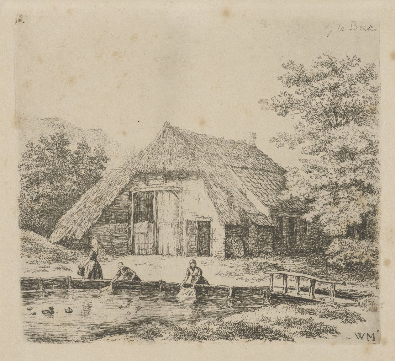 Three Women Doing Laundry in Beek by Christiaan Wilhelmus Moorrees