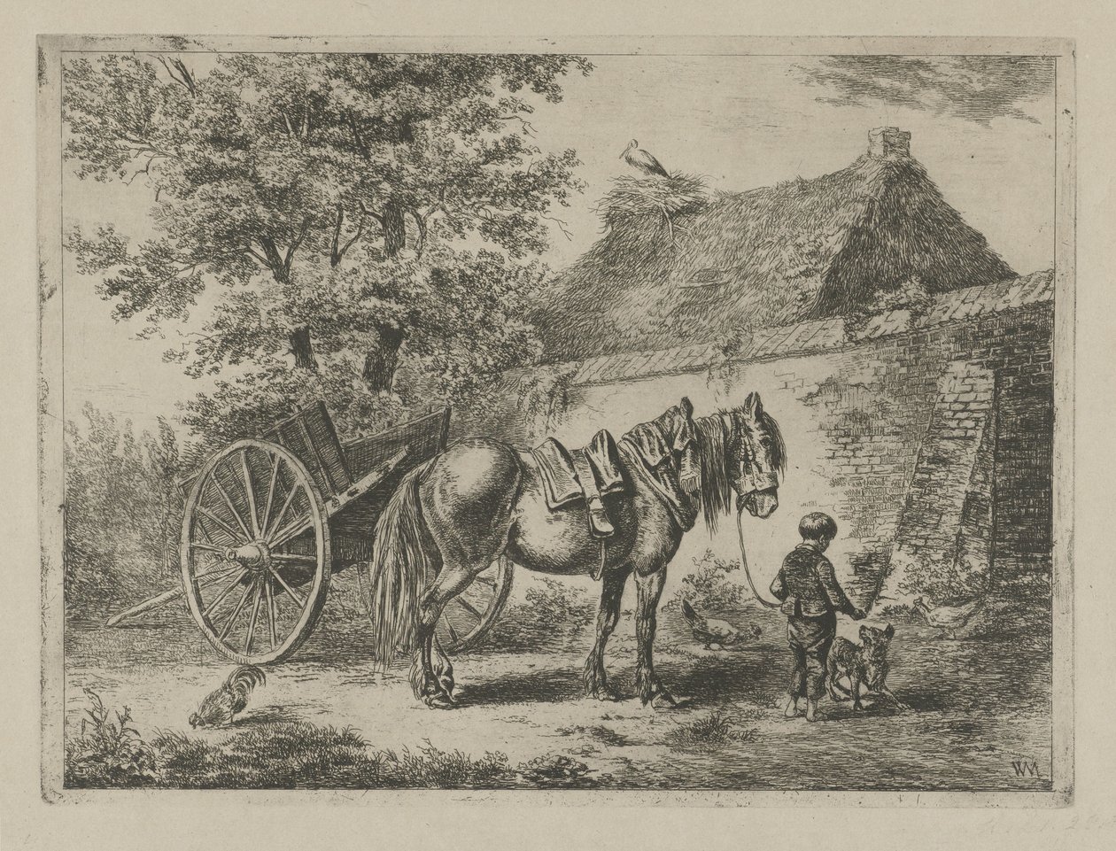 Boy with a Horse and Dog by Christiaan Wilhelmus Moorrees
