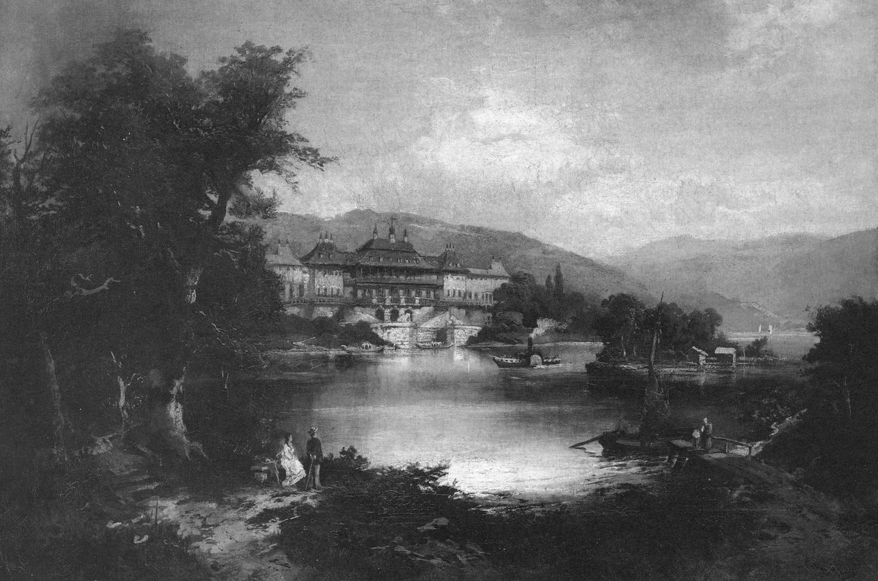 View of Pillnitz Castle with Steam Boat by Christian Friedrich Gille