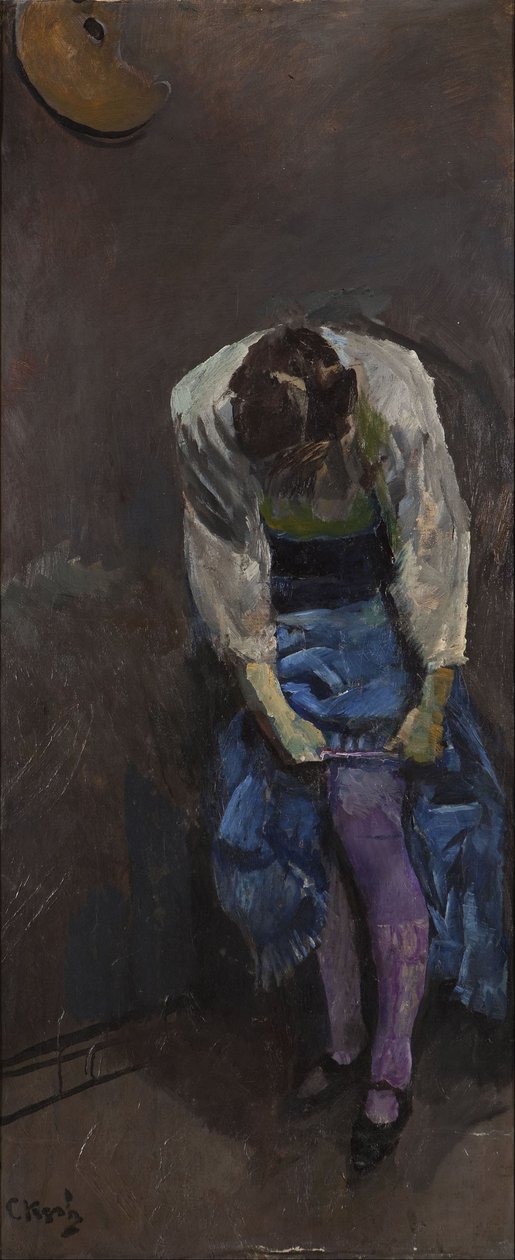 Girl Binding Her Garter by Christian Krohg