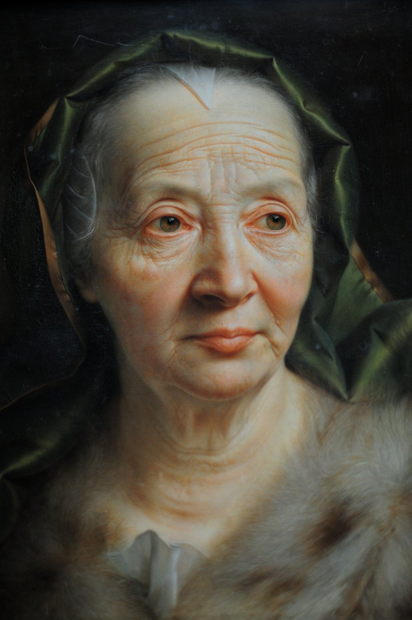 Portrait of an Old Woman with a Green Scarf by Christian Seybold