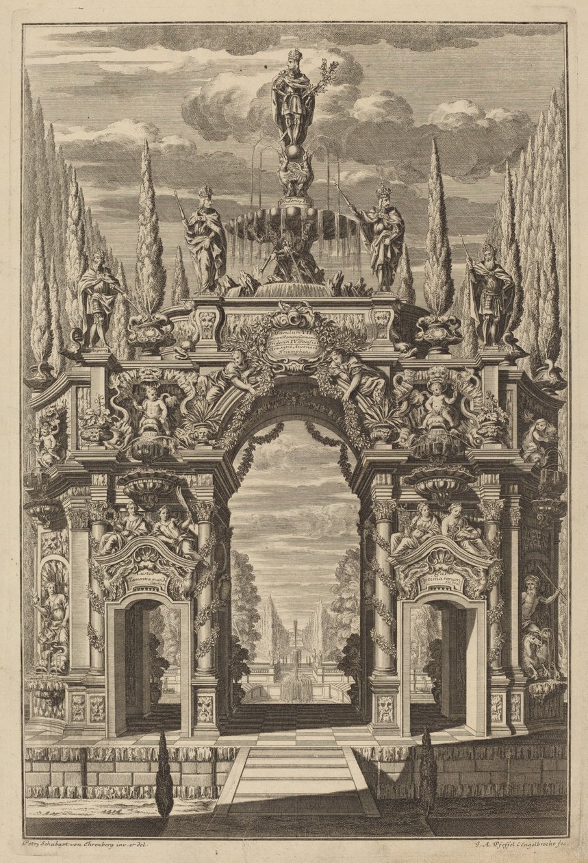 Triumphal Arch for Friedrich IV by Christian Engelbrecht and Johann Andreas Pfeffel, after Peter Schubert von Ehrenberg