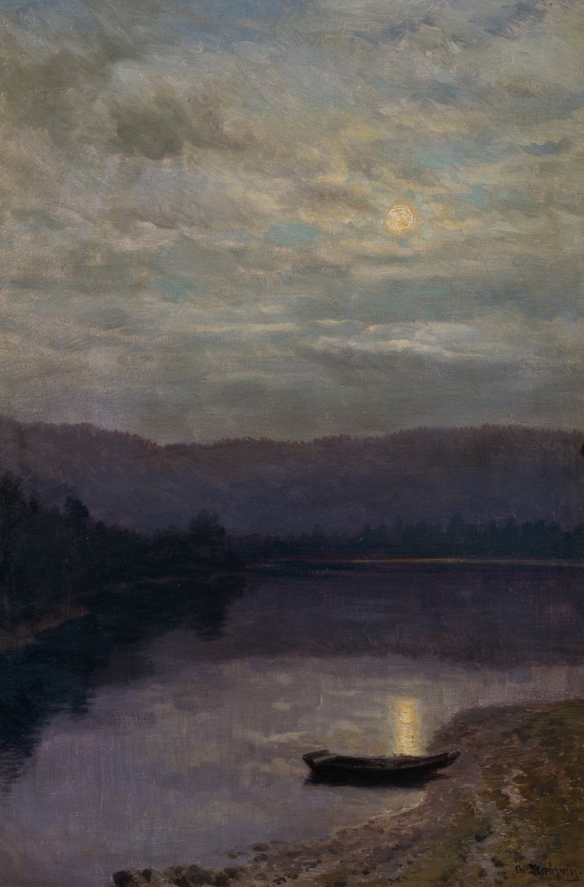 Moon Rise by the Solevatne by Christian Eriksen Skredsvig