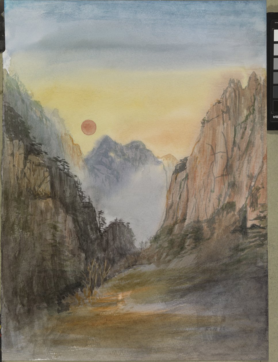 Pink Sun (Gold) Yellow Mountains, 2015 by Christian Furr
