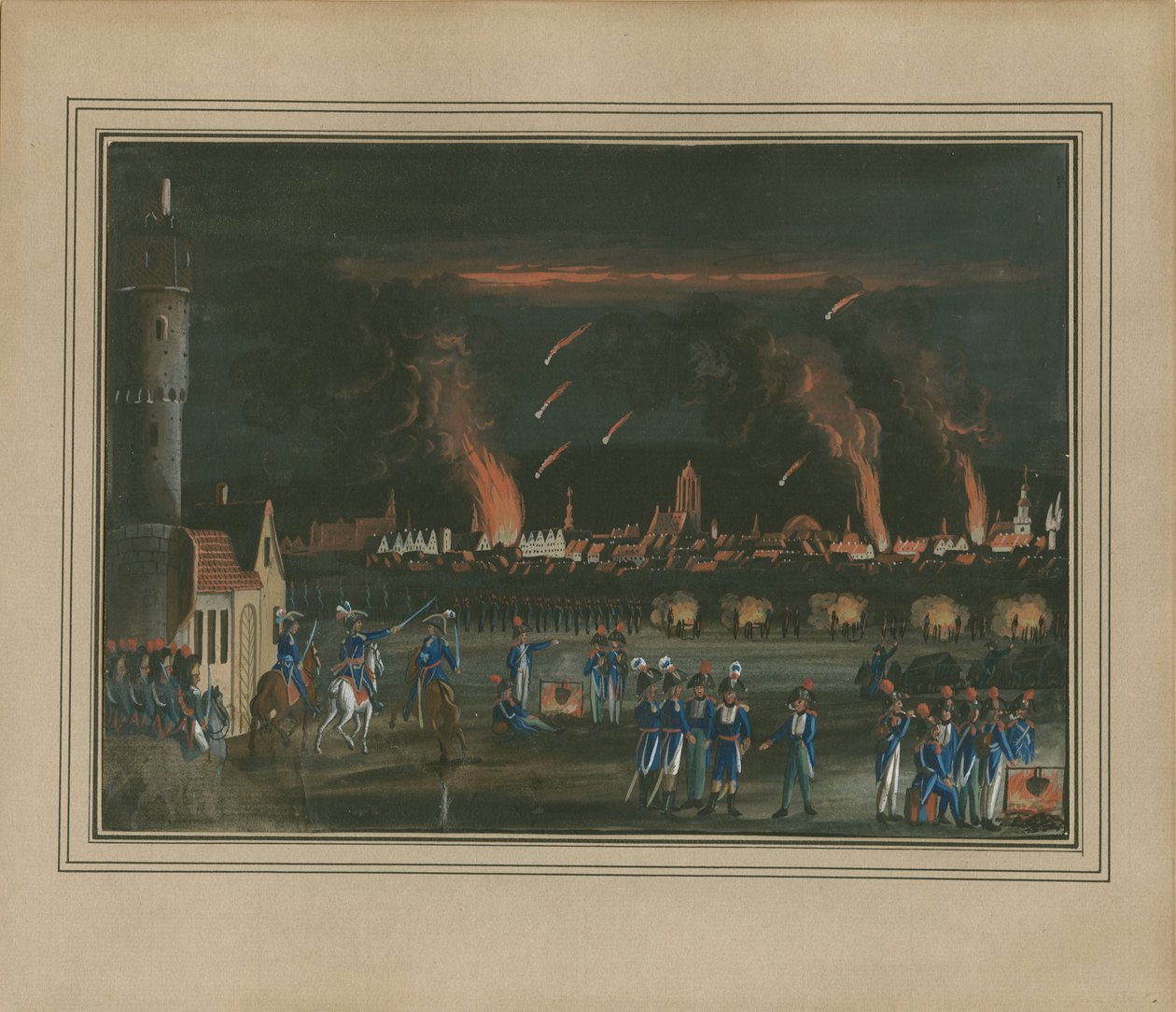 Bombardment of Frankfurt am Main by the French Army by Christian Georg Schütz the Younger