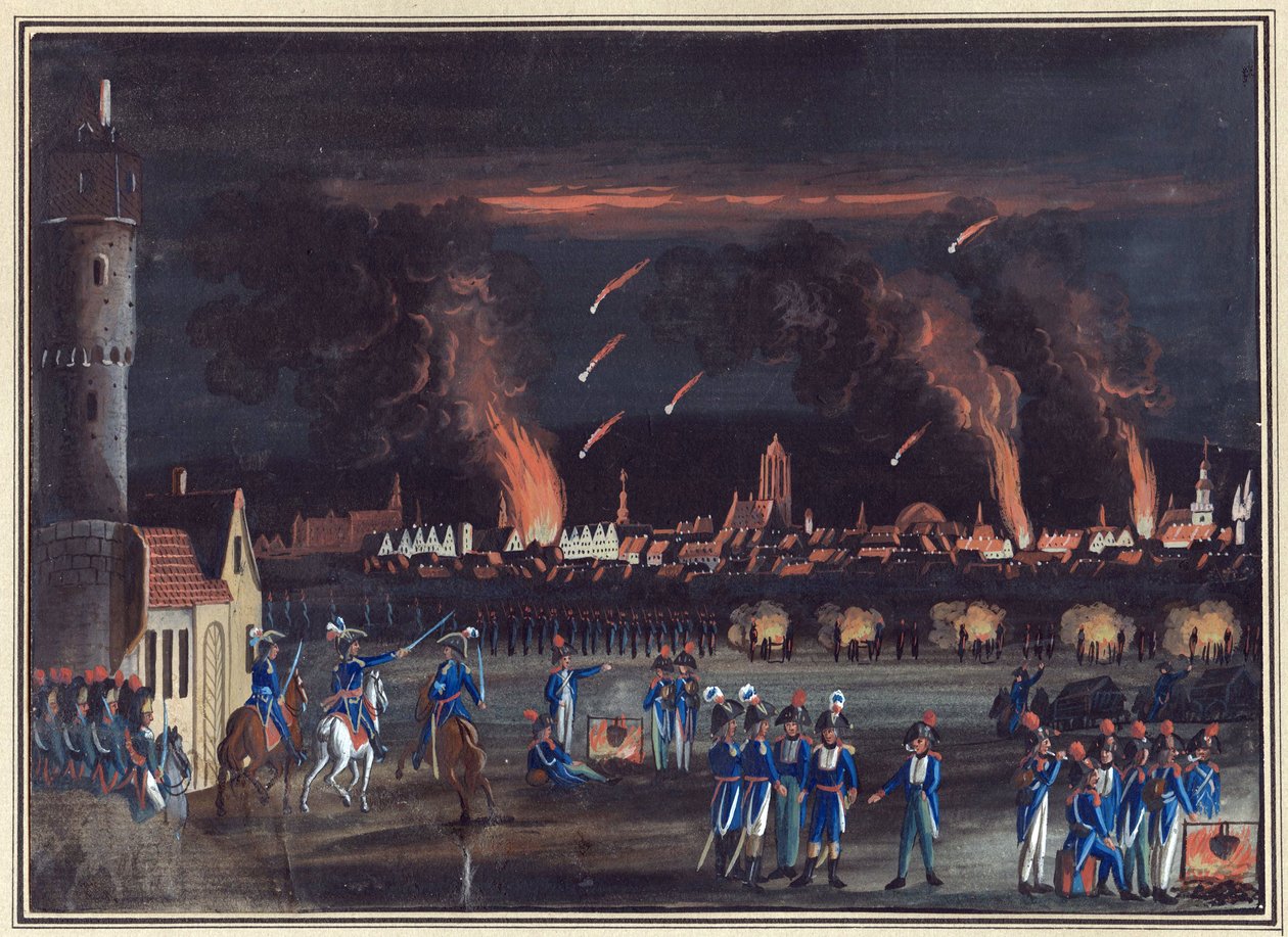 Bombardment of Frankfurt am Main by the French Army, July 13 by Christian Georg the Elder Schuetz
