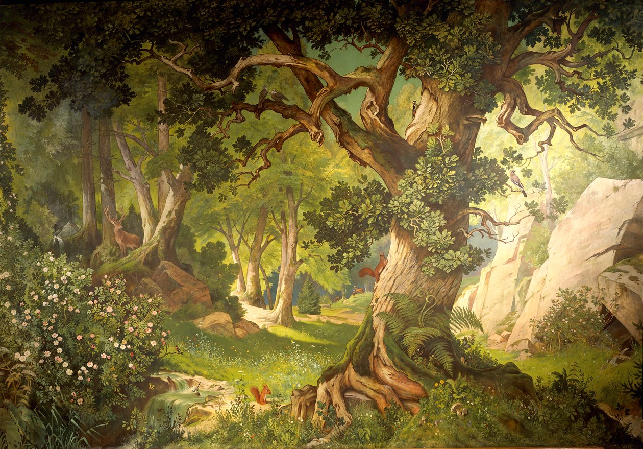 The garden of the magician Klingsor, from the Parzival cycle, Great Music Room, c.1883-84 by Christian Jank