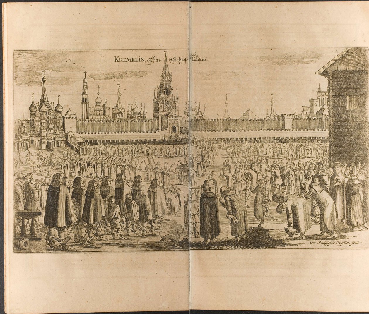 The Donkey Walk in the Moscow Kremlin (Illustration from Travels to the Great Duke of Muscovy) by Christian Lorenzen Rothgiesser