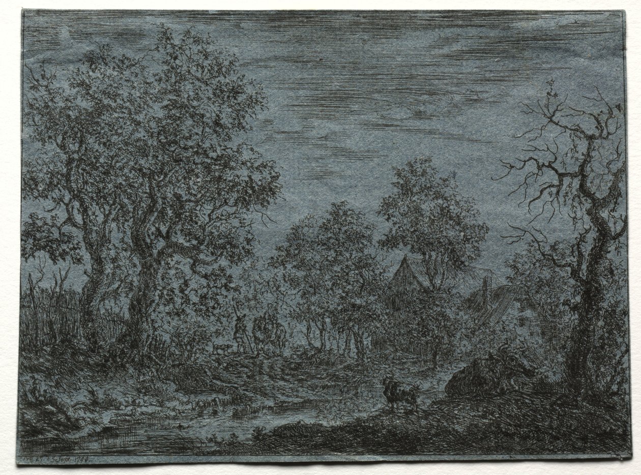 A Small River in the Foreground with a Cow and Goat by Christian Ludwig von Hagedorn
