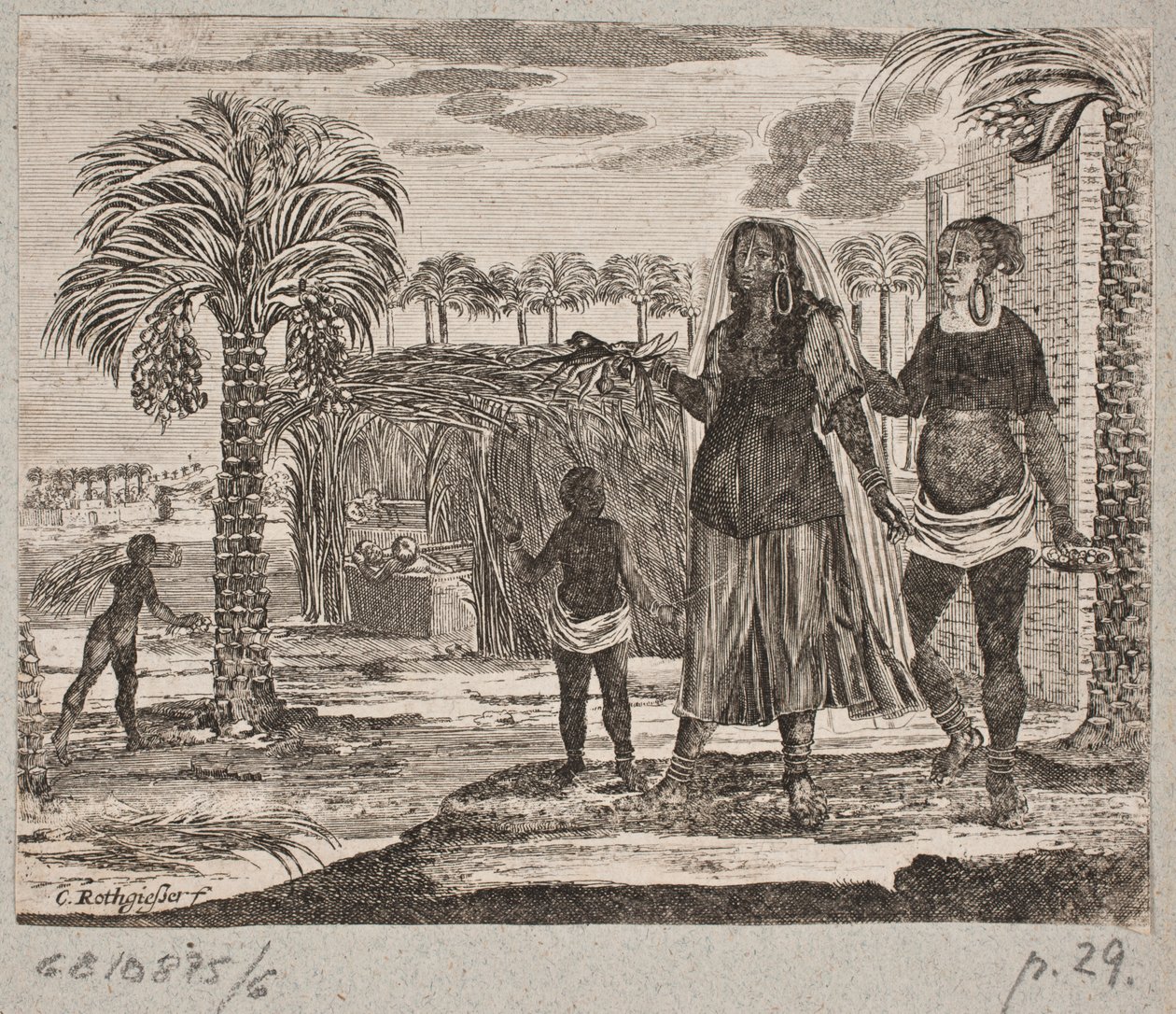 Natives in Front of a Palm Hut by Christian Rothgiesser
