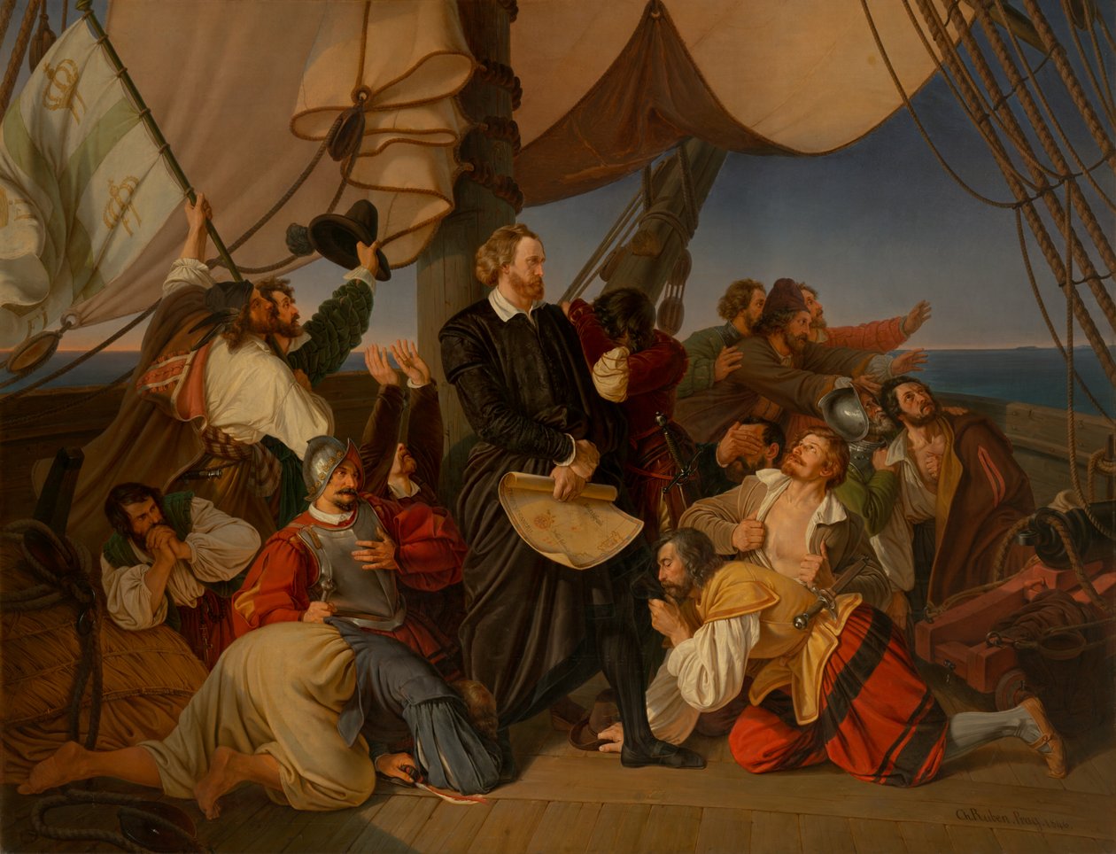 Columbus Discovers the Shores of America, 1846 by Christian Ruben