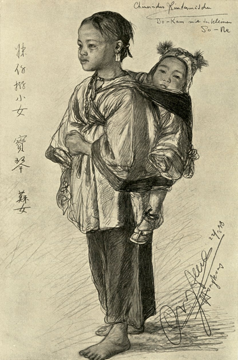 Bo-Kam and So-Ne - Chinese girls, Hong Kong, 1898 by Christian Wilhelm Allers