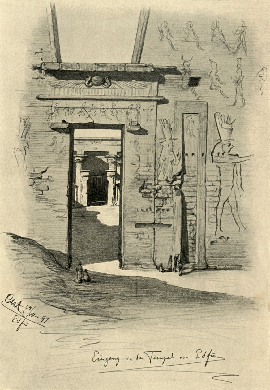 Entrance to the temple at Edfu, Egypt, 1898 by Christian Wilhelm Allers