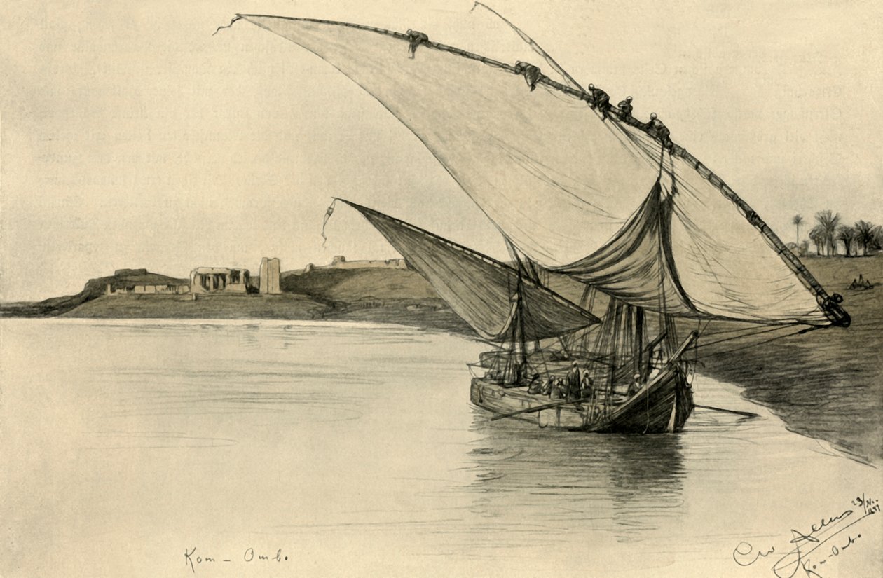 Felucca on the Nile at Kom Ombo, Egypt, 1898 by Christian Wilhelm Allers