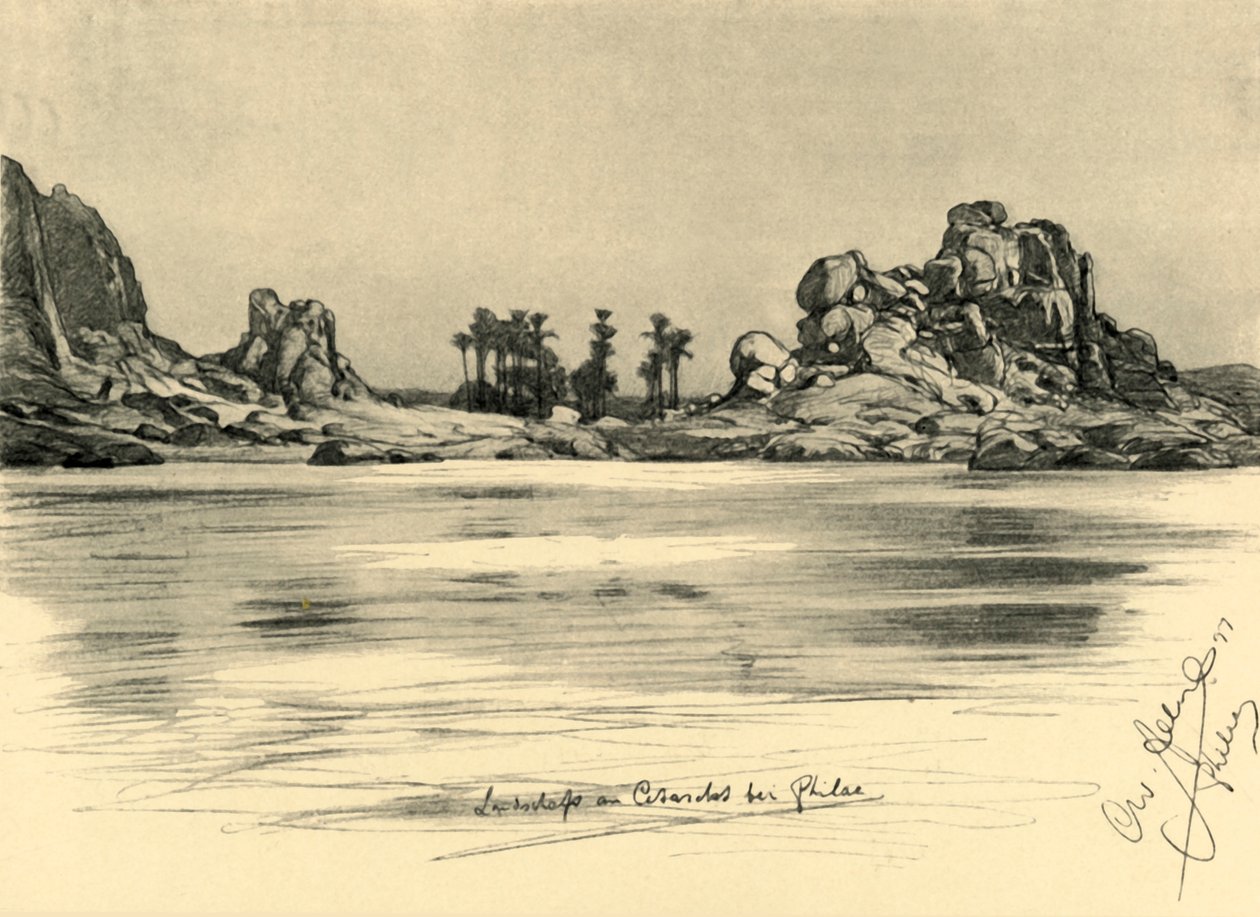 First Cataract near the Island of Philae on the River Nile, Egypt by Christian Wilhelm Allers
