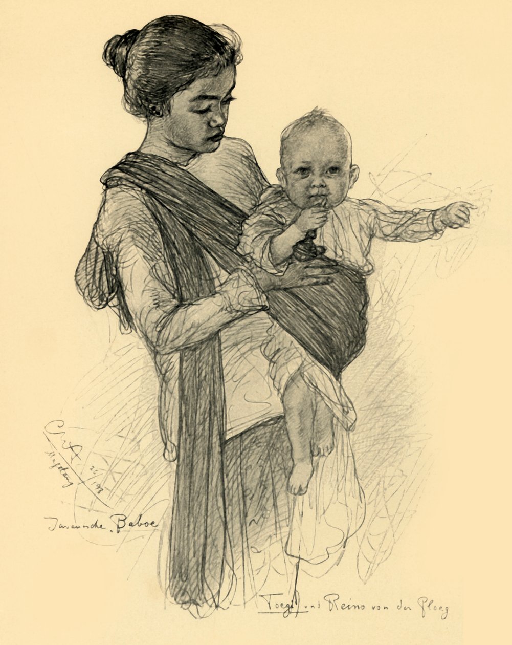 Javanese Nanny with European Baby, Magalang by Christian Wilhelm Allers