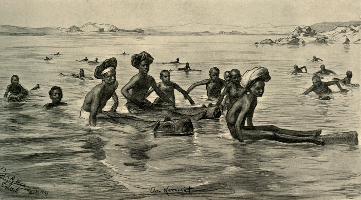 Men in the River Nile at the First Cataract, Egypt by Christian Wilhelm Allers