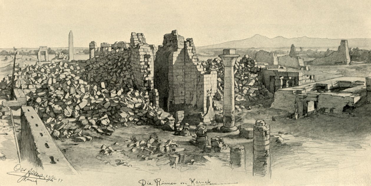 Ruined Temples at Karnak, Egypt by Christian Wilhelm Allers