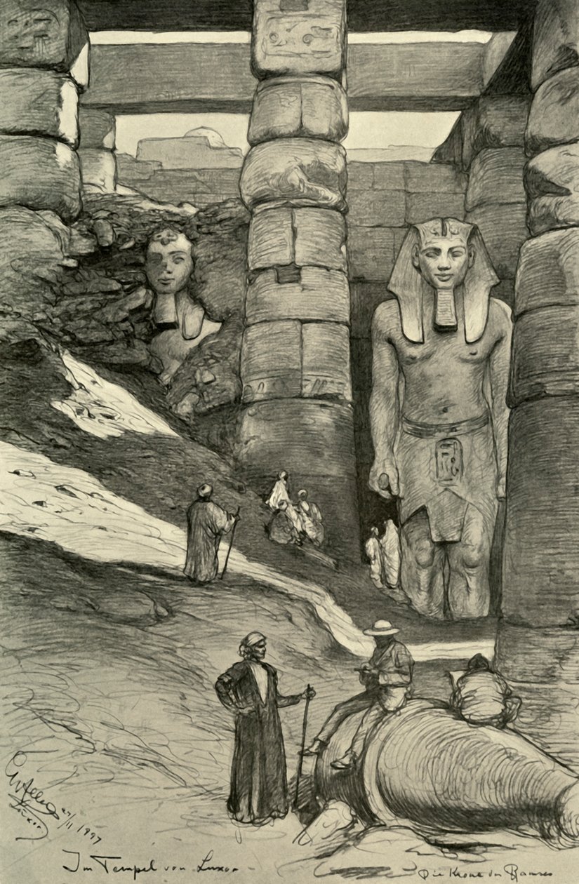 Statues in the Luxor Temple, Egypt, 1898 by Christian Wilhelm Allers