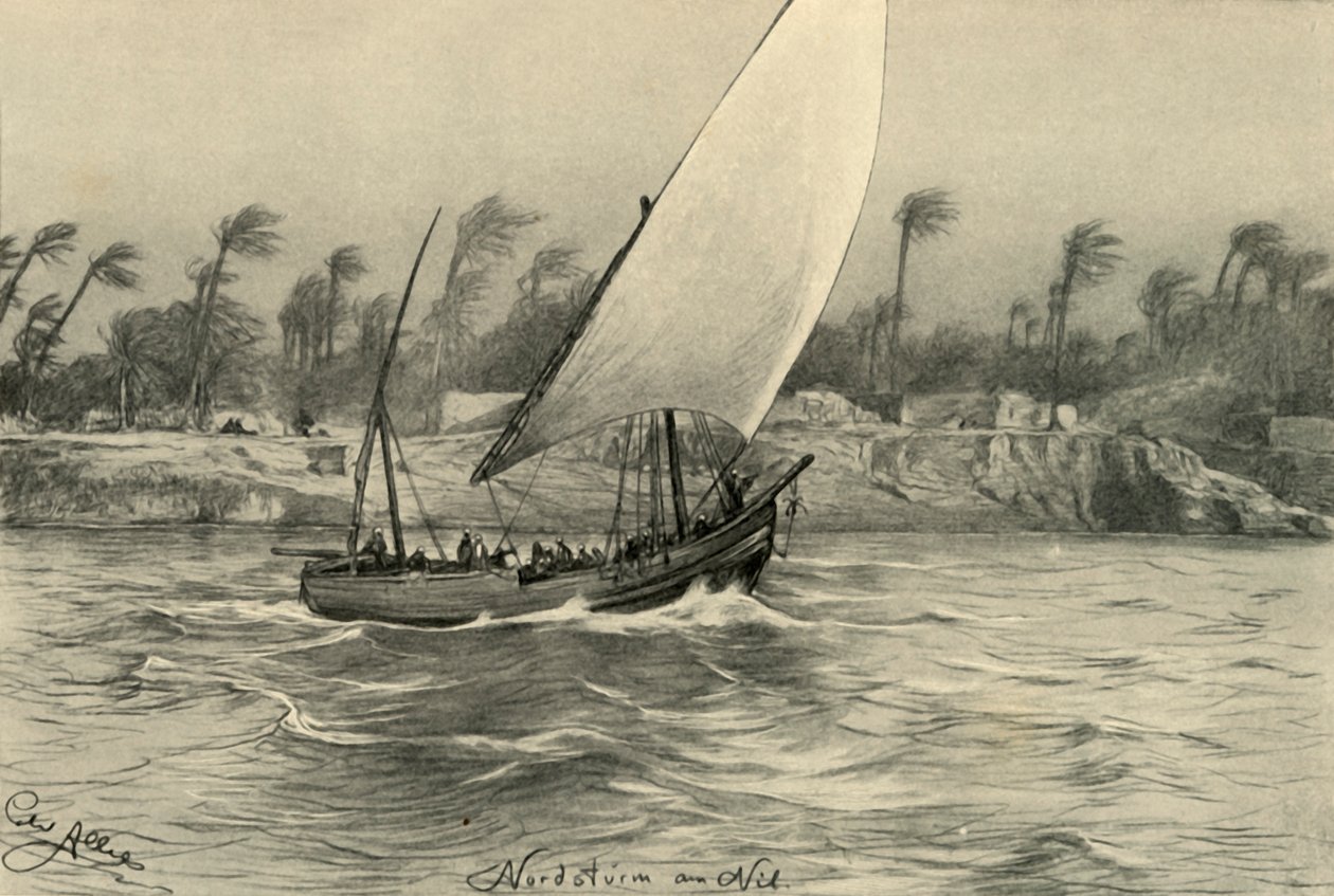 Storm from the North on the River Nile, Egypt, 1898 by Christian Wilhelm Allers