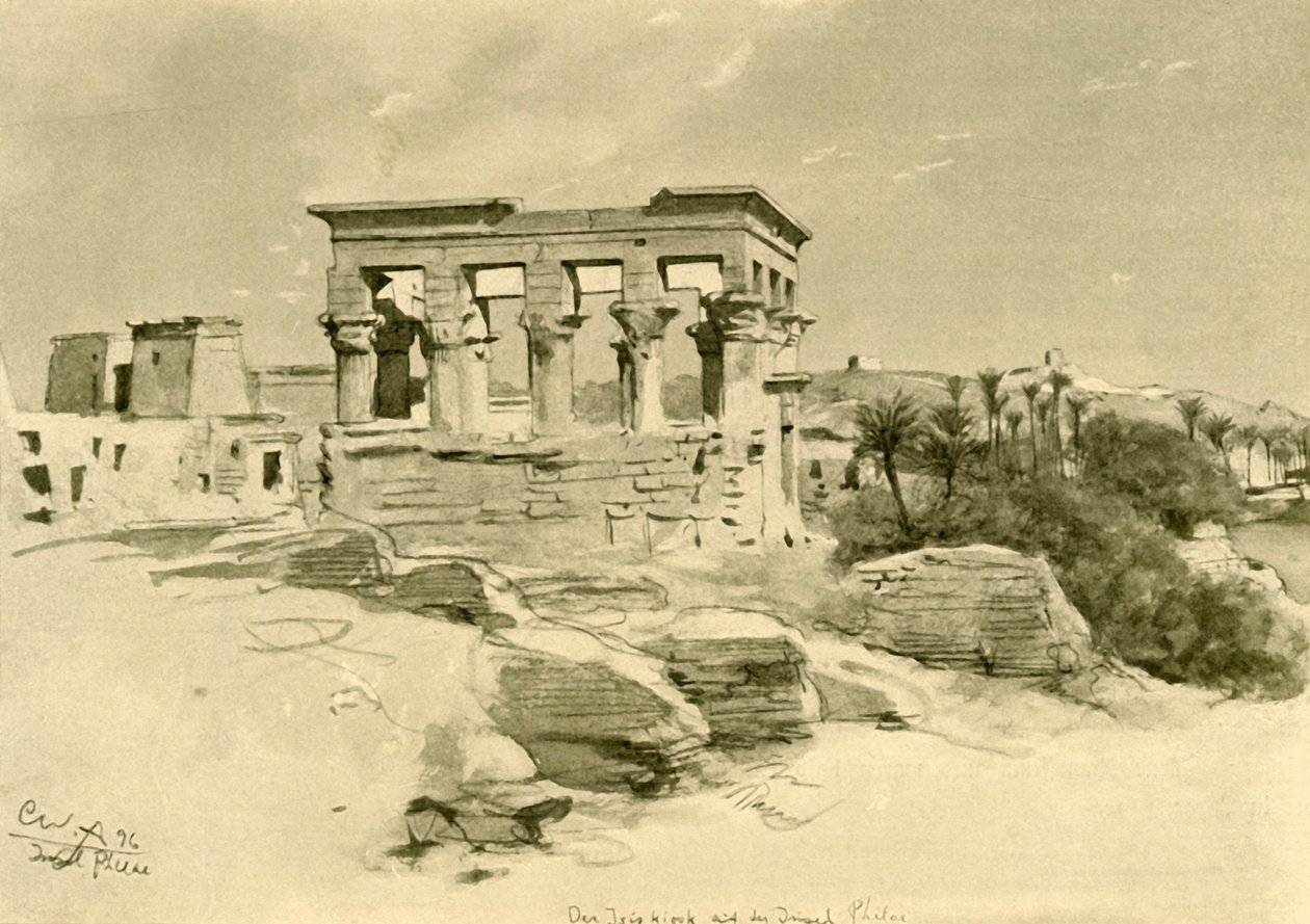 The Temple of Isis and Kiosk of Trajan on the Island of Philae, Egypt by Christian Wilhelm Allers