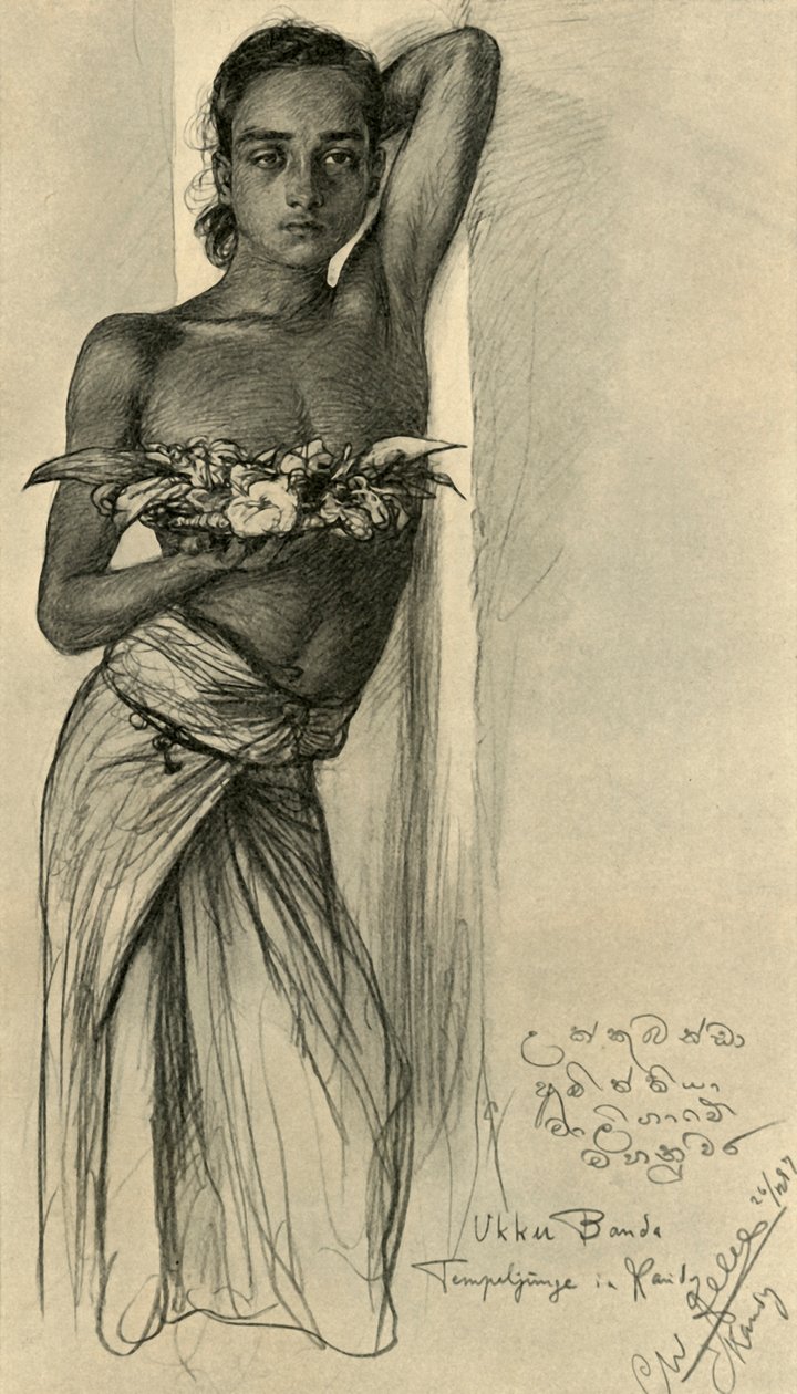 Ukku Banda, Young Man at a Temple, Kandy, Ceylon by Christian Wilhelm Allers