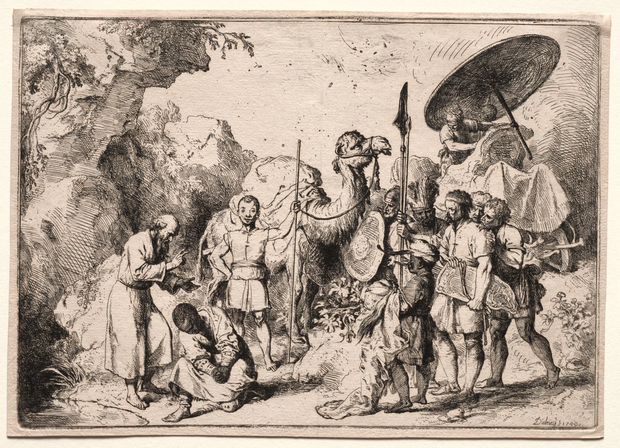 Deacon Philip Baptising the Eunuch by Christian Wilhelm Ernst Dietrich
