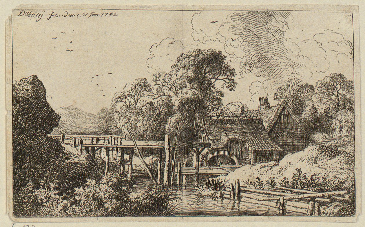 A Mill with a High Flume by Christian Wilhelm Ernst Dietrich