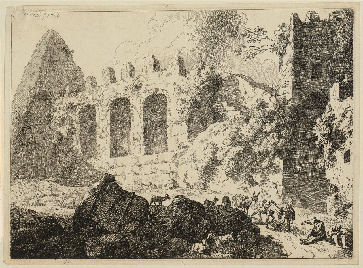 Large Landscape with a Pyramid by Christian Wilhelm Ernst Dietrich