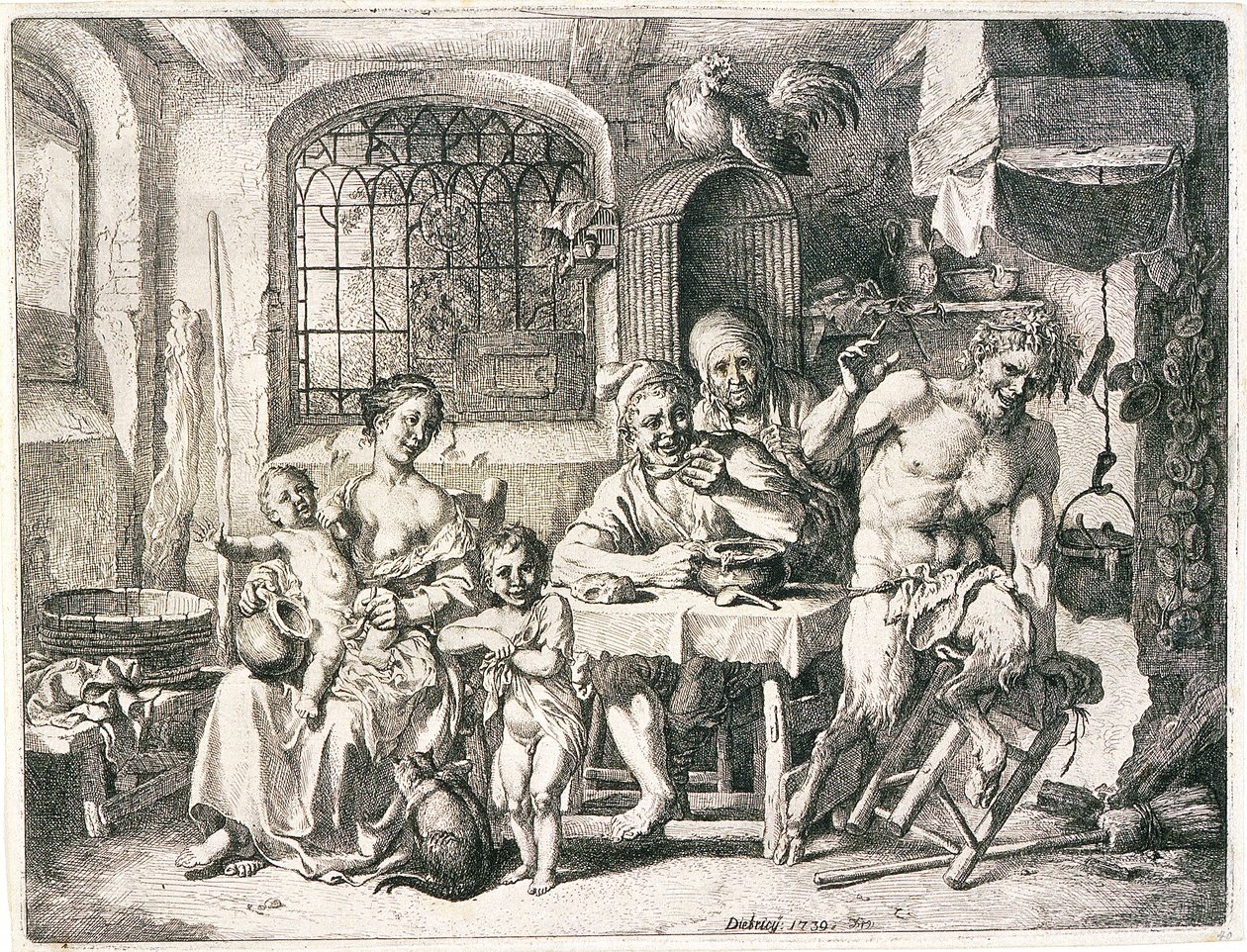 Satyr and Peasants by Christian Wilhelm Ernst Dietrich