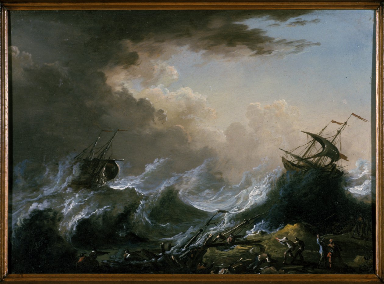 Sea storm and shipwreck by Christian Wilhelm Ernst Dietrich