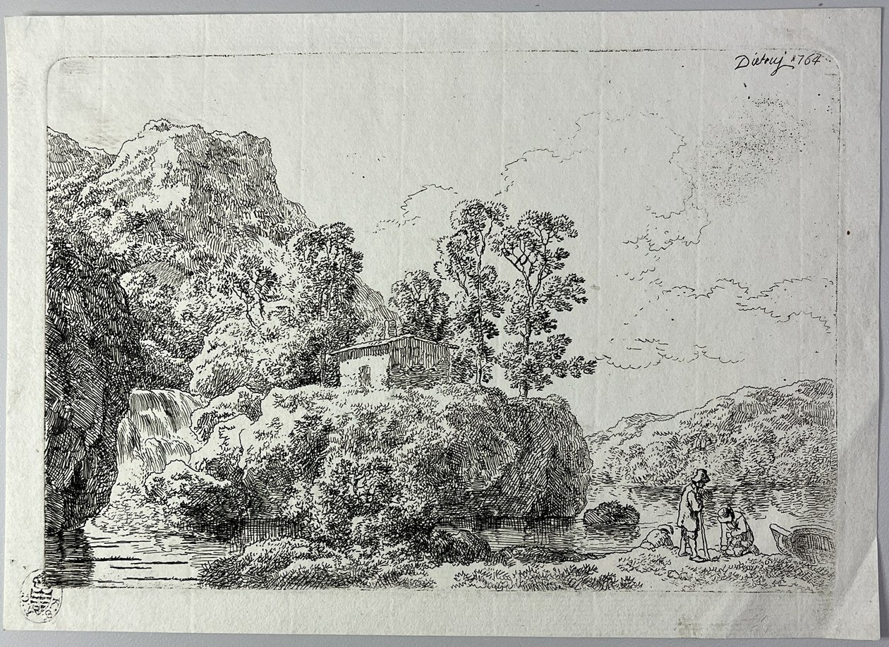 The Hut on a Rock Near a Stream by Christian Wilhelm Ernst Dietrich