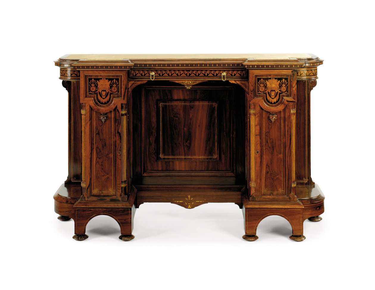 Renaissance revival marquetry sideboard by Christian and Gustave Herter