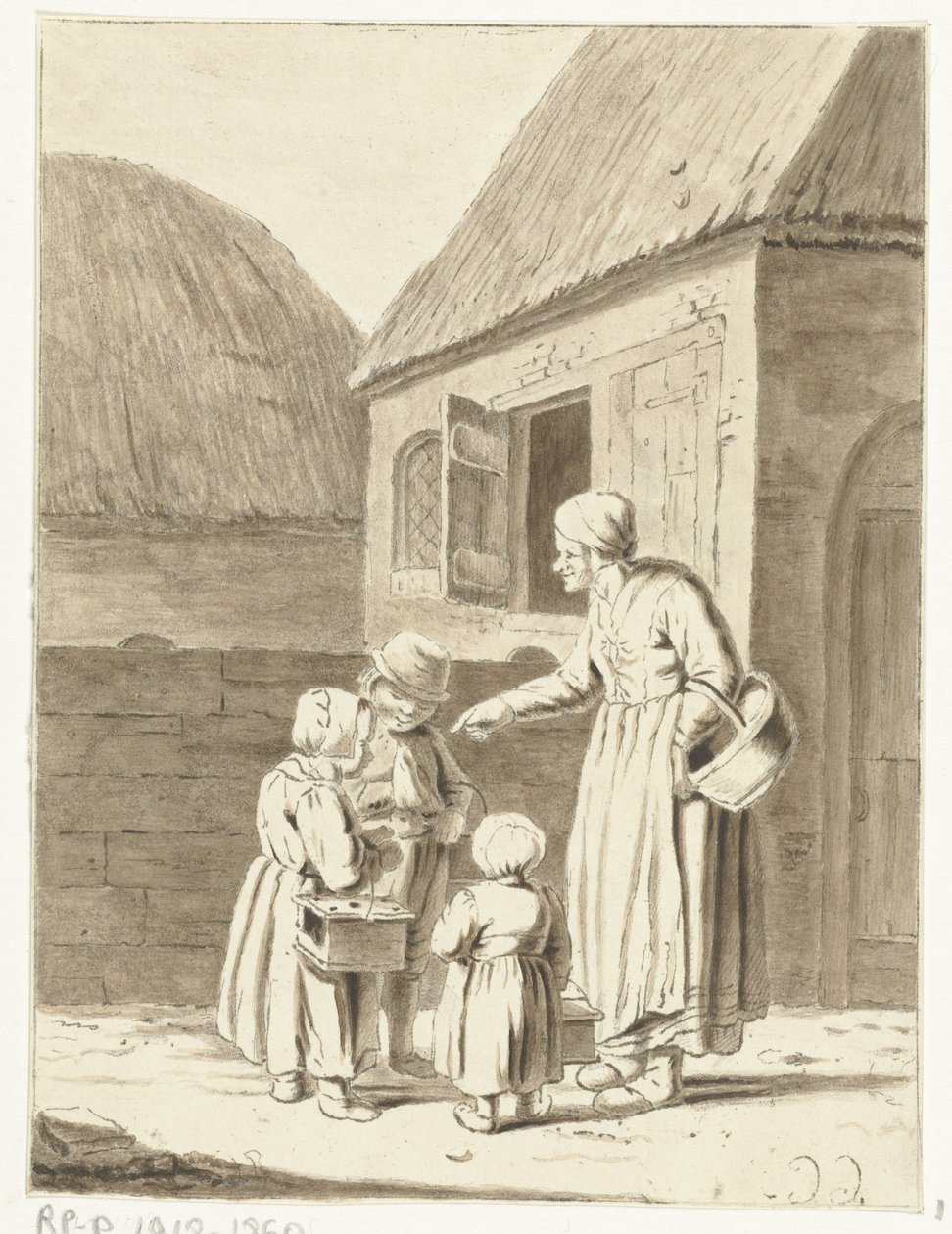 Peasant Woman Sending Her Children to School by Christina Chalon