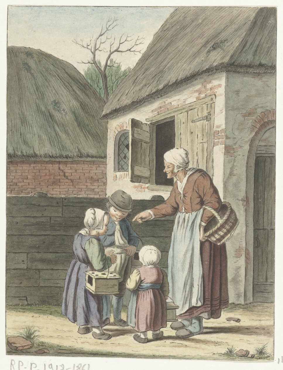 Peasant Woman Sending Her Children to School by Christina Chalon