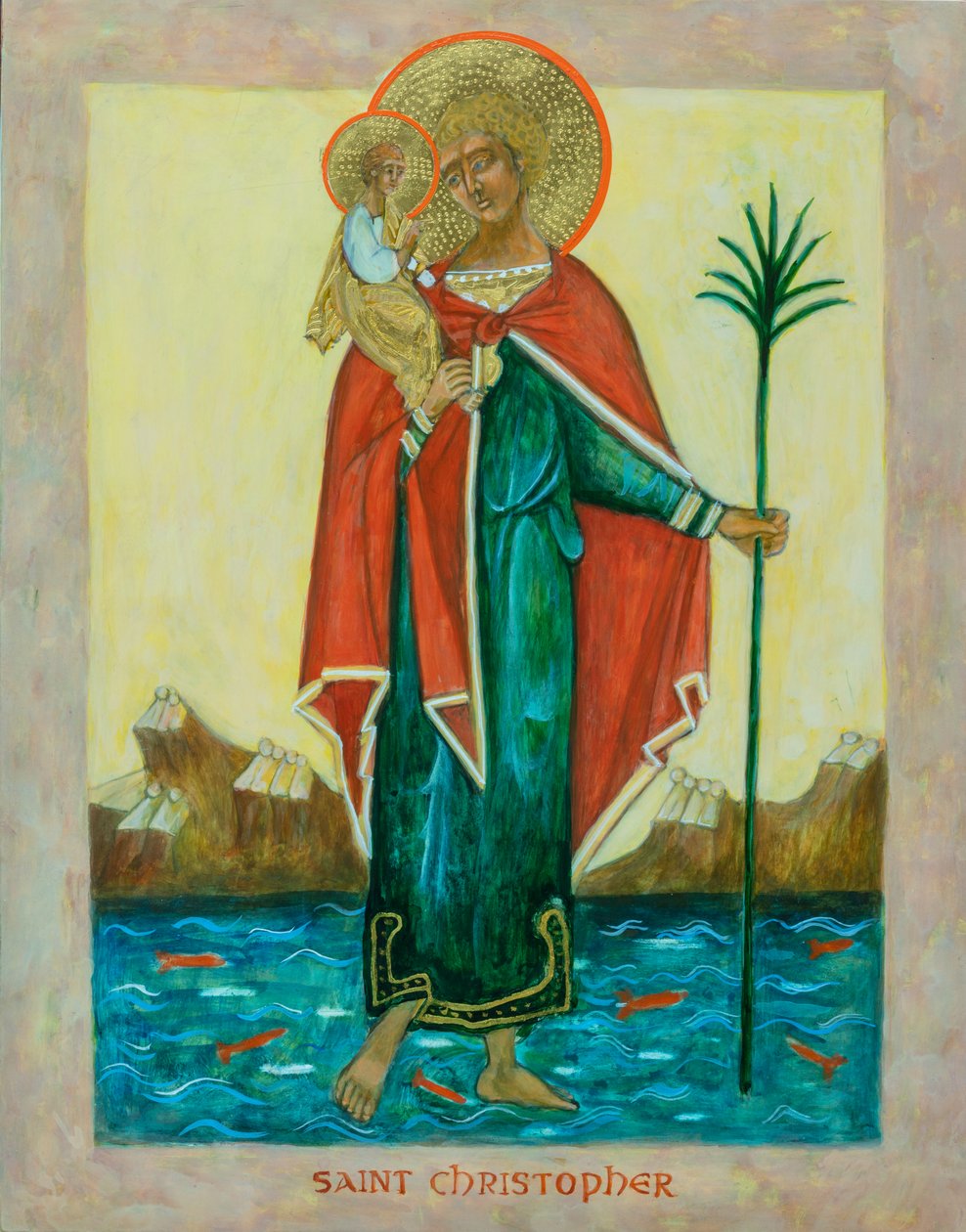 Saint Christopher Icon by Christine Hales