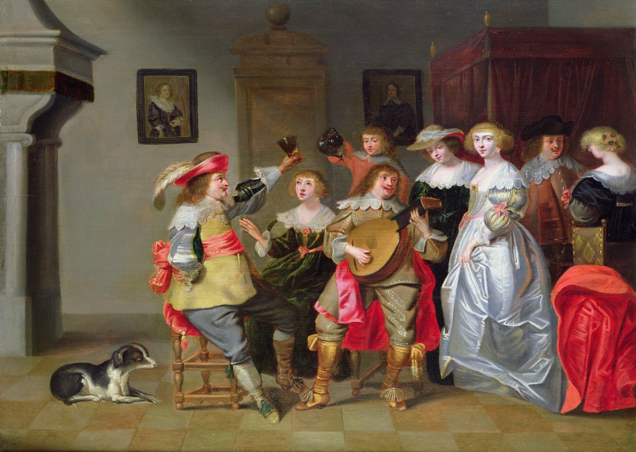 An Elegant Company Merry-making in an Interior by Christoffel Jacobsz van der Lamen