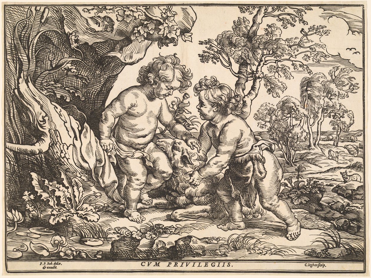 The Infant Christ and Saint John Playing with the Lamb by Christoffel Jegher after Sir Peter Paul Rubens