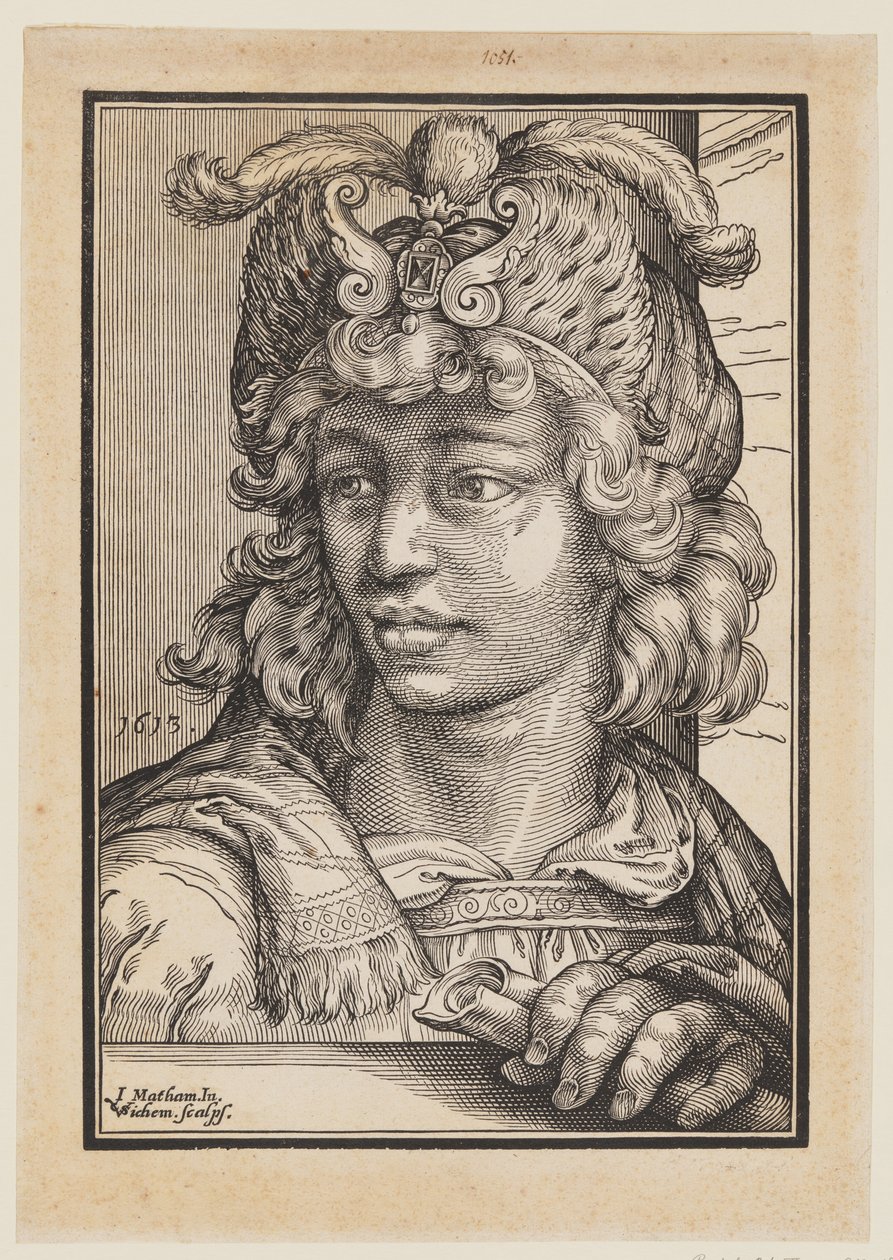 Bust of a Young Man with Feathered Cap by Christoffel van Sichem I