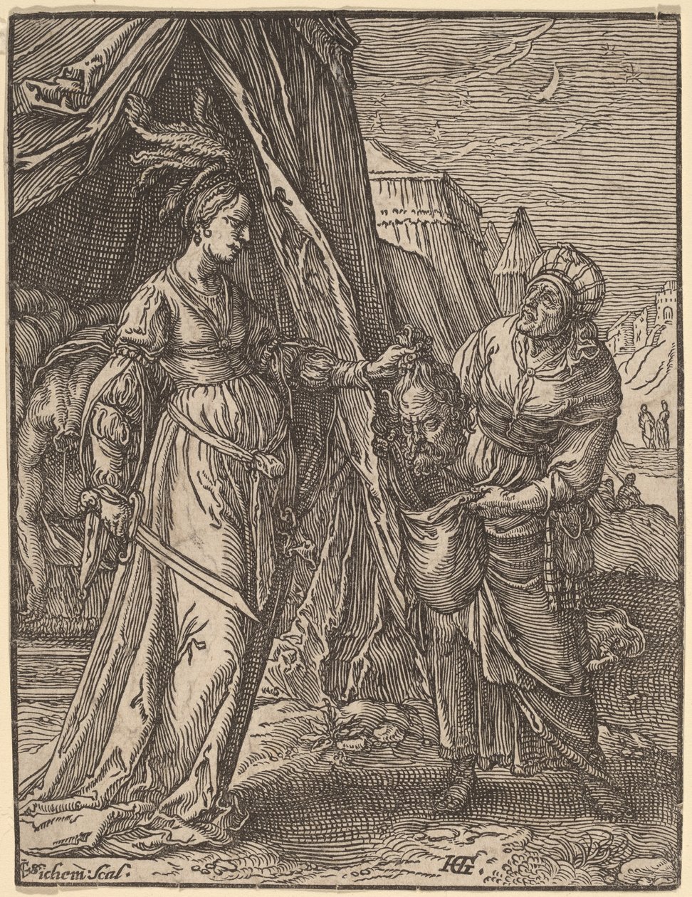 Judith with the Head of Holofernes by Christoffel van Sichem I, after Hendrik Goltzius