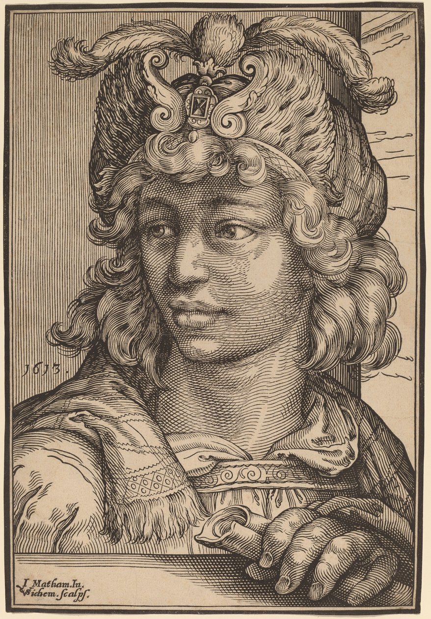 Bust of a Young Man by Christoffel van Sichem I after Jacob Matham