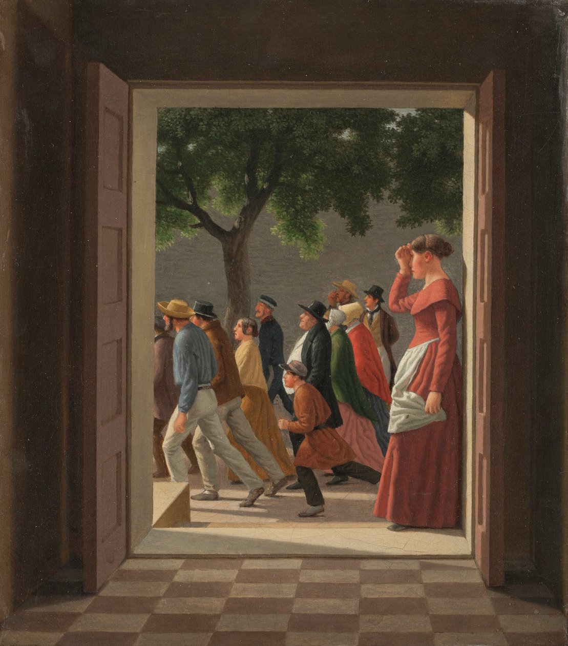 View through a Door to Running Figures by Christoffer Wilhelm Eckersberg