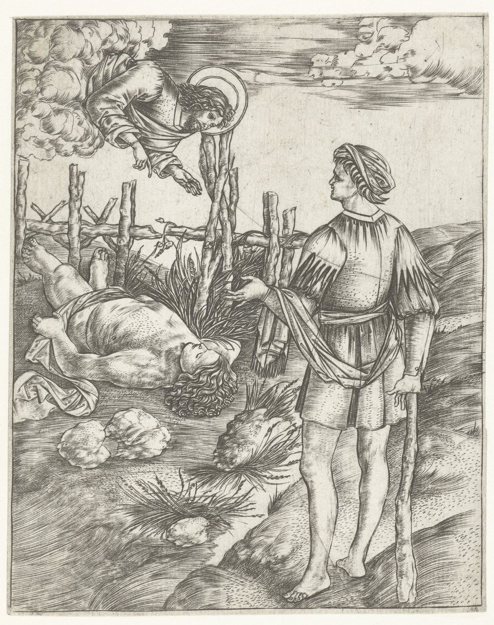 God Speaks to Cain Standing by the Dead Body of Abel by Christoforo di Michele Robetta